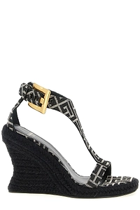 Balmain Anthem Monogram Jacquard Wedge Espadrilles