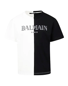 Balmain Kids Vintage Logo Printed Two-Tone T-Shirt