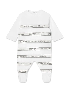 Balmain Kids Striped Logo Babygrow