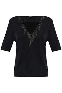 Balmain Lace Trim V-Neck Top