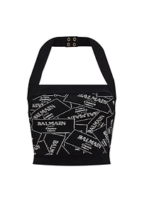 Balmain Logo Detailed Cropped Top