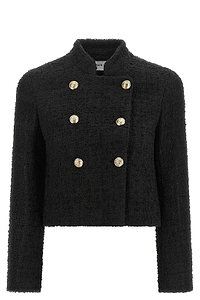 Balmain Bouclé Double-Breasted Short Jacket