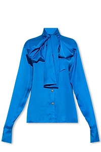 Balmain Tie Embellished Satin Blouse