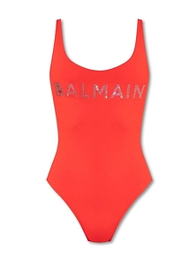 Balmain Logo Printed One Piece Swimsuit