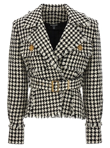 Balmain Check Patterned Tweed Blazer