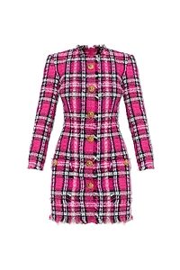 Balmain Checked Tweed Mini Dress