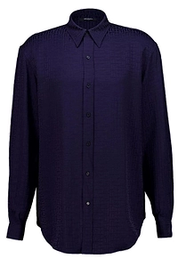 Balmain Monogram Long-Sleeve Jacquard Shirt