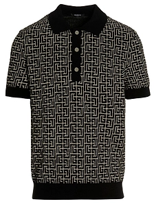 Balmain Monogram Print Polo Shirt