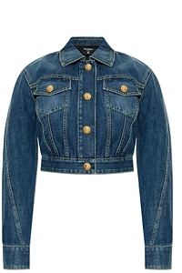 Balmain Cropped Faded Denim Jacket