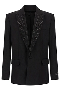 Balmain Crystal-Embellished Single-Breasted Blazer