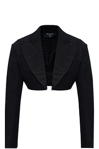 Balmain Cropped Grain De Poudre Jacket