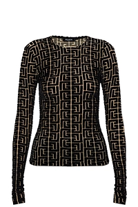 Balmain Monogrammed Velvet Top