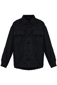 Balmain Monogram Tweed Long-Sleeve Overshirt