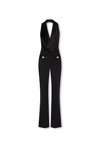 Balmain Denuded Shoulder Open Back Jumpsuit