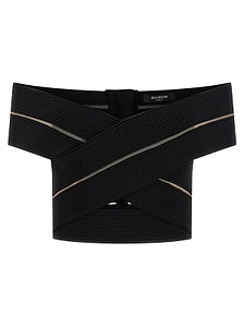 Balmain Off-The-Shoulder Cropped Top