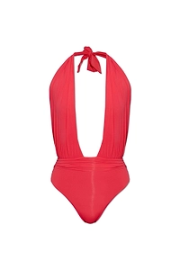 Balmain Plunge Halterneck Swimsuit