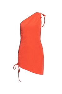 Balmain One-Shoulder Ruched Beach Dress