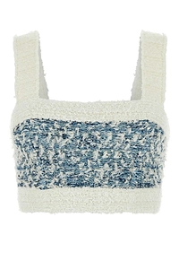 Balmain Denim Tweed Strappy Top
