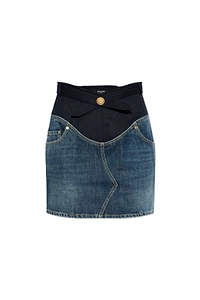 Balmain Panelled Denim Skirt