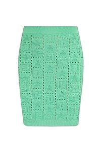 Balmain Openwork Monogram Knit Skirt