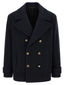 Balmain Double Breasted Button-Up Peacoat