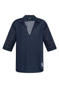 Balmain Regular Fit Pinstriped Beach T-Shirt