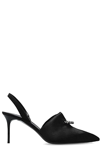 Balmain Piercing Detailed Satin Slingback Pumps