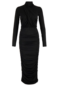 Balmain Pleated Jersey Midi Dress