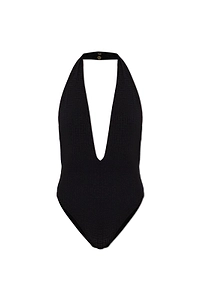 Balmain Plunge Monogram One-Piece Beachwear