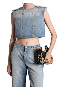 Balmain Quilted Cropped Top