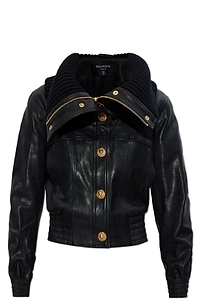 Balmain Quilted Collar Leather Jacket
