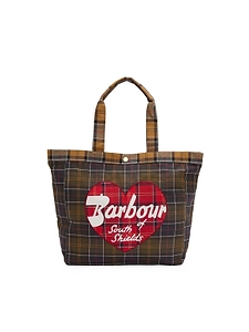 Barbour Heart Logo Check Tote Bag