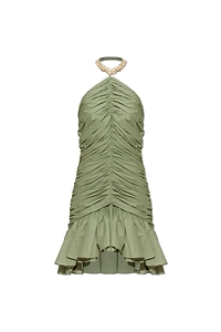 Balmain Ruched Halterneck Mini Dress