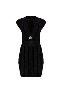 Balmain Shimmering Sequins V-Neck Dress