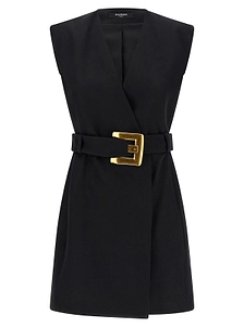 Balmain Short Belted Sleeveless Dress
