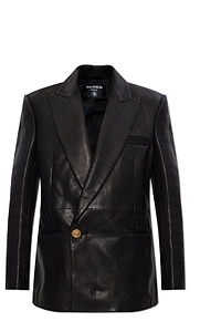 Balmain Single-Breasted Leather Blazer