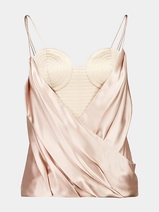 Balmain Strappy Satin Bustier Top