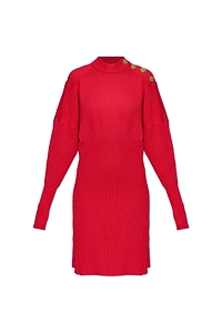 Balmain Turtleneck Long-Sleeve Knit Dress