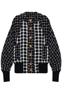 Balmain Tweed Oversized Bomber Jacket