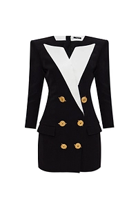 Balmain Two-Tone Crepe Short Dress