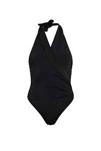 Balmain Halterneck Wrap One Piece Swimsuit