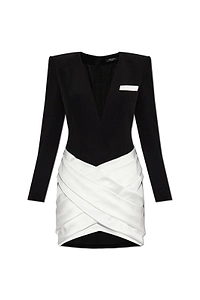 Balmain Two-Toned Twisted Crepe Mini Dress