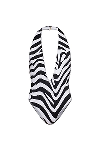 Balmain Plunge Print One Piece Swimsuit