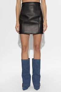 Balmain Zip-Detail Leather Mini Skirt