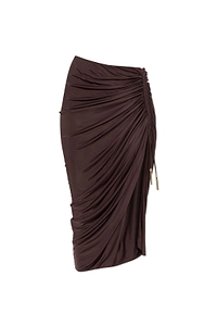 Balmainn Slit Flowing Jersey Midi Skirt