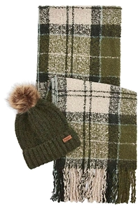 Barbour Saltburn Tartan Scarf & Beanie Knitted Set