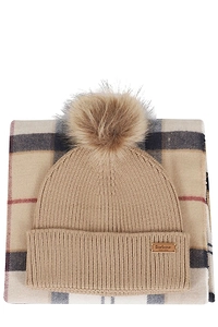 Barbour Tartan Scarf & Knitted Beanie Set