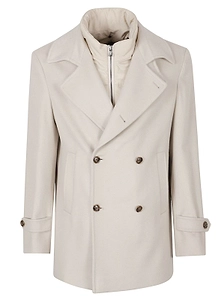 Barba Double-Breasted Layered Coat