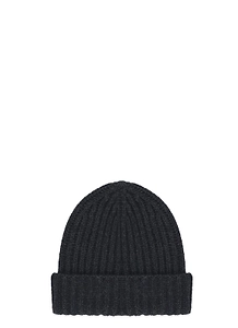 Barna Cashmere Ribbed Knitted Beanie Hat