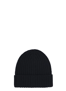 Barna Cashmere Ribbed Turn-Up Beanie Hat